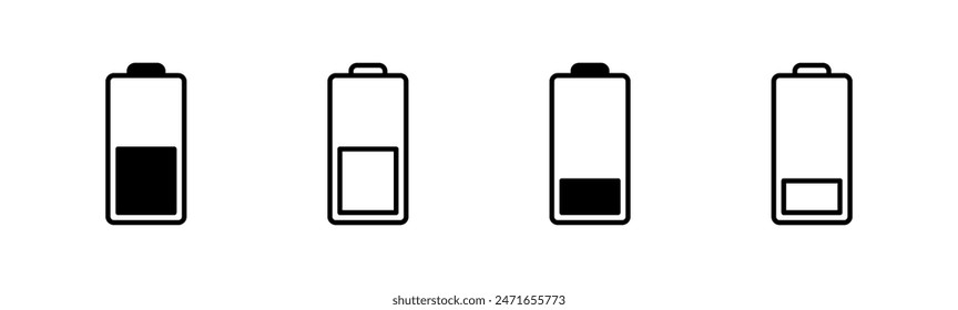 Conjunto de iconos de la batería. nivel de Recargo de la batería.