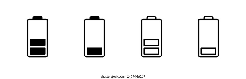 Battery icon set. battery charge level. battery charging icon