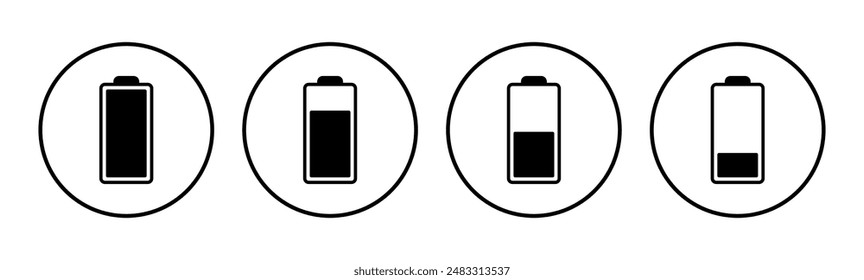 Battery icon set. battery charge level. battery charging icon