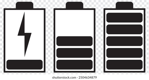 Battery icon set. battery charge level. battery Charging icon. EPS 10.