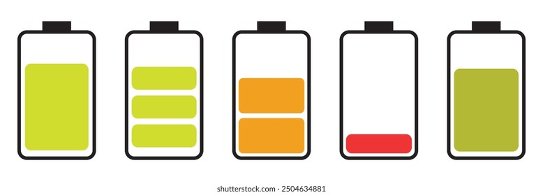 Battery icon set. battery charge level. battery Charging icon. EPS 10.