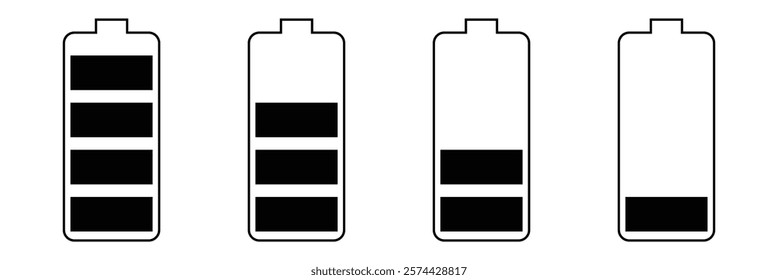 Battery icon set. battery charge level. battery Charging icon. vector illustration. Battery charging indicator icon capacity charge icon