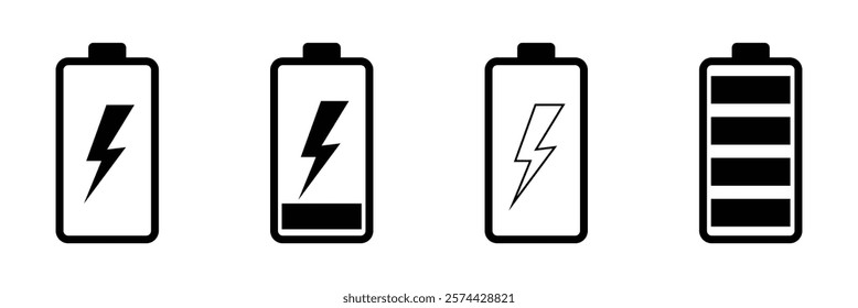 Battery icon set. battery charge level. battery Charging icon. vector illustration. Battery charging indicator icon capacity charge icon