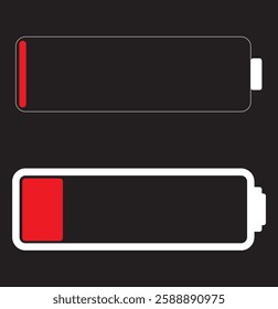 Battery icon set. Battery charge level icons. Battery Charging indicator in thin line and flat icon collection. Vector illustration