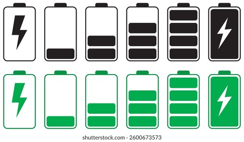 Battery icon set , battery charge level, battery Charging icon set vector illustrasion.