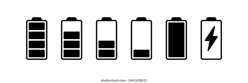 Battery icon set. battery charge level. battery charging icon