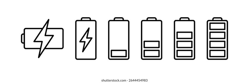 Battery icon set. battery charge level. battery charging icon