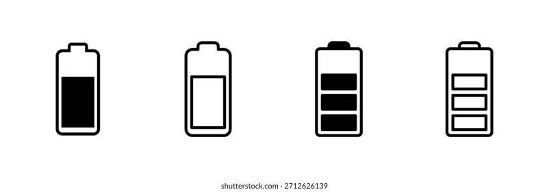 Conjunto de iconos de batería. nivel de Recargo de batería. icono de carga de batería