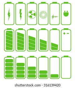 Battery icon set .Set of battery charge level indicators eps 10