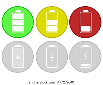Battery icon set. Charge level indicator