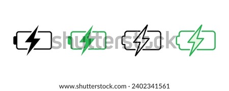 Battery icon set. battery charge level. battery charging icon