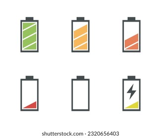 Batteriesymbol-Set, Anzeige für den Ladezustand der Batterie