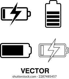 Battery icon set, Battery set Charging vector icon isolated line art.eps