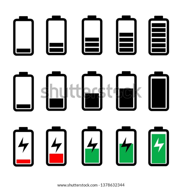 バッテリアイコンセット バッテリ充電器のコレクションのイラスト のベクター画像素材 ロイヤリティフリー