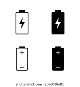battery icon set color editable on white background