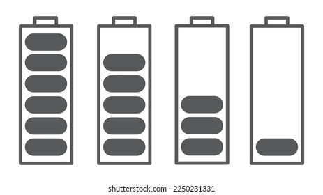 Conjunto de iconos de la batería. Poder conceptual, energía, empleo, carga. símbolos. Vector