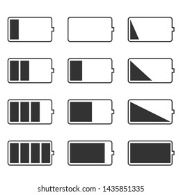 Battery icon set, energy level signs Vector illustration