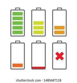 Battery icon set. flat design icon.