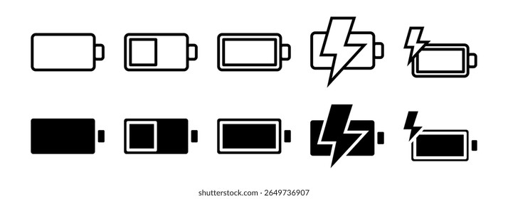 Battery icon set. flat illustration of vector icon on white background