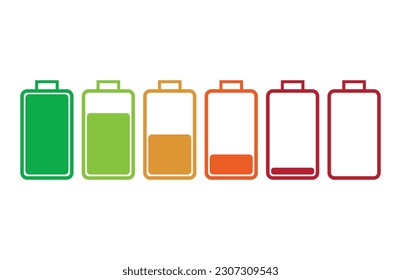 battery icon set in flat style with background.