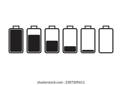 conjunto de iconos de batería en estilo plano con fondo.