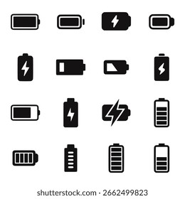 Battery Icon Set flat Style for Energy and Power Themes