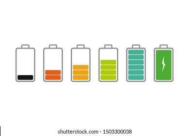 Battery icon set. Full charge symbols. Accumulator or battery indicator. Vector