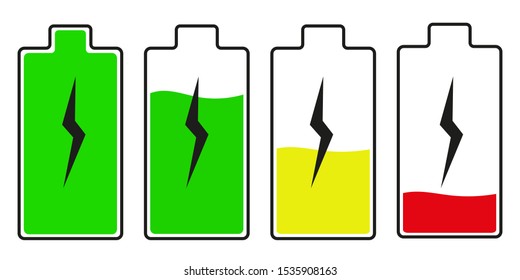 Battery icon set. Full charge symbols. Accumulator or battery indicator. Vector