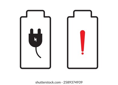 Battery icon set. Battery Full charge indicator or low charge sign. Level battery Energy powerfully full. design eps 10