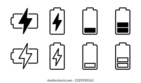 Battery icon set illustration. battery charging sign and symbol. battery charge level