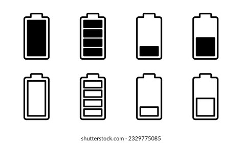 Battery icon set illustration. battery charging sign and symbol. battery charge level