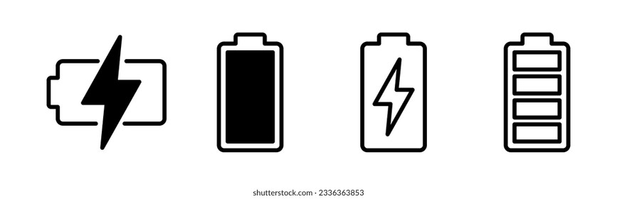 Battery icon set illustration. battery charging sign and symbol. battery charge level