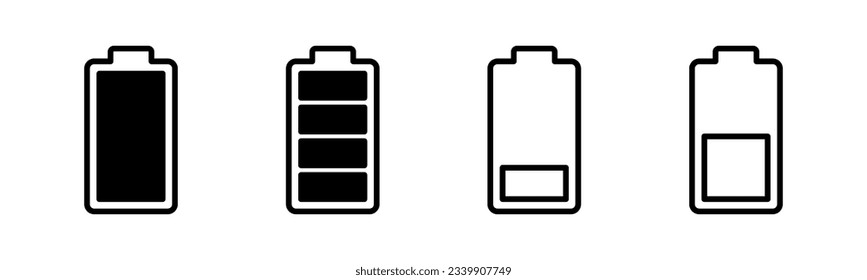 Icon-Set-Illustration zum Akku. Batterieaufladezeichen und -symbol. Batterieladung