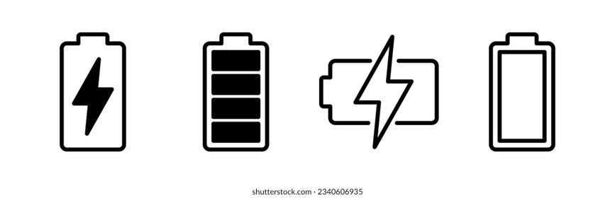 Battery icon set illustration. battery charging sign and symbol. battery charge level