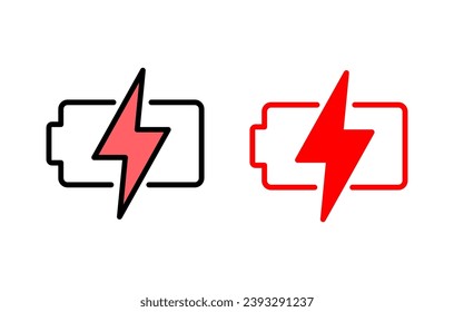 Ilustración del conjunto de iconos de la batería. símbolo y signo de carga de batería. nivel de carga de la batería