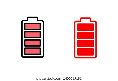 Ilustración del conjunto de iconos de la batería. símbolo y signo de carga de batería. nivel de carga de la batería
