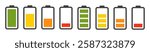 Battery icon set isolated on white background
