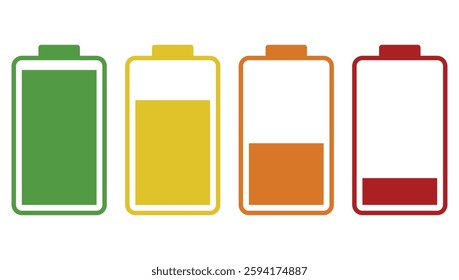 Battery icon set isolated on white background.