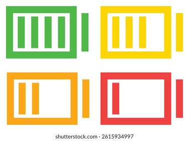 Battery icon set isolated on white background.