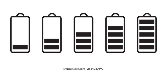 battery icon set. battery level indicators. battery charger icon Vector illustration of charging battery  indicator symbols.