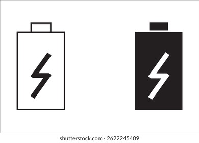 Battery icon set. Low battery power indicator. on white background