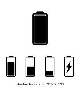 Battery icon set in modern flat design isolated on white background, charge vector illustration for web site or mobile app