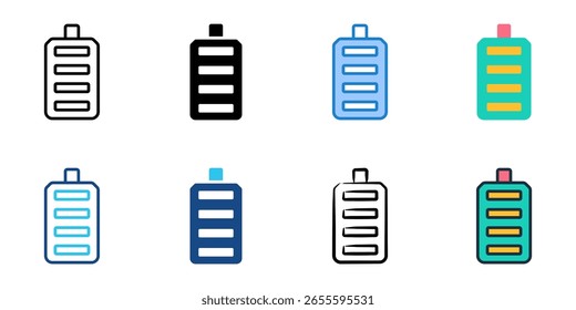 Ícone de bateria definir coleção de vários estilos 
