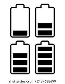 Battery icon set on white background