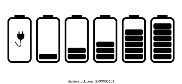battery icon set. battery icon on white background.