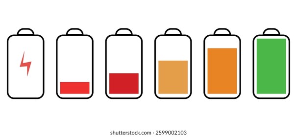 battery icon set. battery icon on white background.