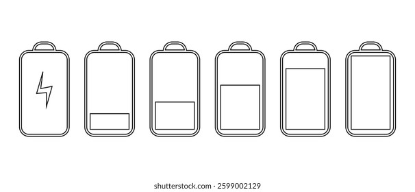 battery icon set. battery icon on white background.