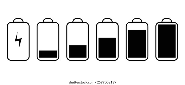 battery icon set. battery icon on white background.