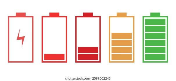 battery icon set. battery icon on white background.