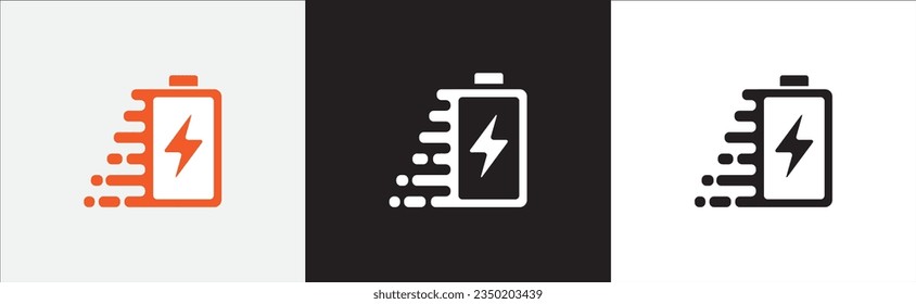 Conjunto de iconos de la batería. Carga rápida Nivel de carga de la batería. icono de carga de batería. Ilustración del símbolo vector en blanco y negro. Iconos del indicador de carga rápida de la batería o el combustible.